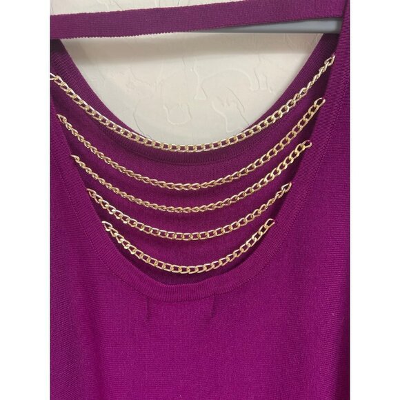 Thalia & Sodi M Jewelry Embellished Back Cold Shoulder Sweater Purple with 5 Gol - Picture 6 of 7